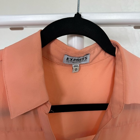 Express Portofino Convertible Sleeve Top in Peach, Size Medium - Picture 3 of 3